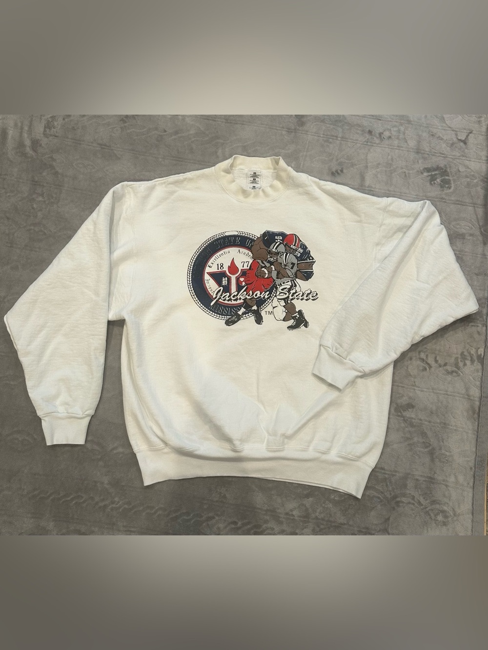 Jackson State Tigers Football Sweatshirt White Men's Size XL Crewneck Made USA